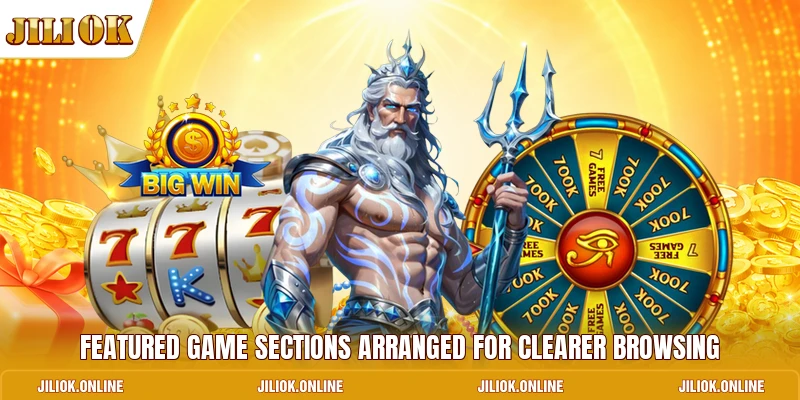 Featured game sections arranged for clearer browsing