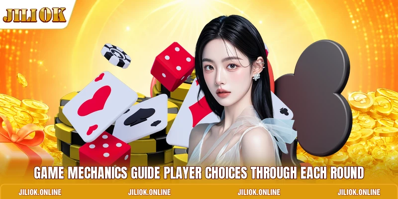 Game mechanics guide player choices through each round