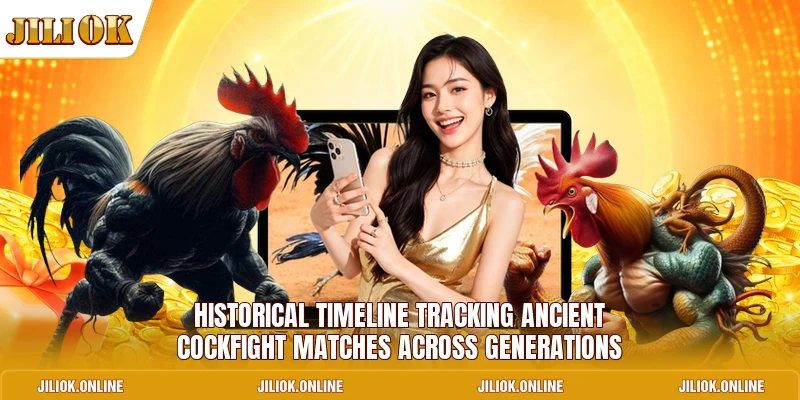 Historical timeline tracking ancient cockfight matches across generations