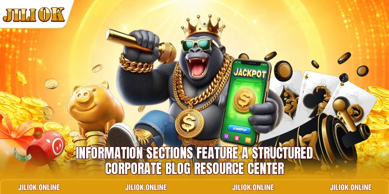 Information sections feature a structured corporate Blog resource center